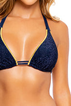 STARDUST - Triangle Halter Top & Seamless Full Ruched Back Bottom • Midnight Blue