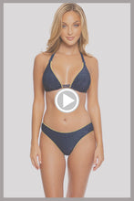 STARDUST - Triangle Halter Top & Seamless Full Ruched Back Bottom • Midnight Blue