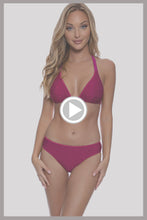 STARDUST - Stitch Triangle Halter Top & Stitch Full Ruched Back Bottom • Magenta