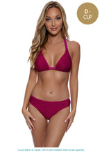 STARDUST - Stitch Triangle Halter Top & Stitch Full Ruched Back Bottom • Magenta