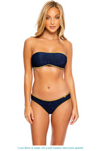 STARDUST - Free Form Bandeau & Seamless Wavy Ruched Back Bottom • Midnight Blue