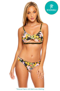 FOREVER YOURS - Open Front Bralette & Seamless Wavy Ruched Back Bottom • Black