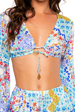 AY QUE CUTE! - Bell Sleeve Crop Top & Open Sides Wide Leg Pant • Multicolor