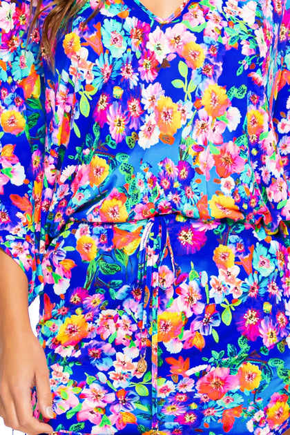 WATER BLOSSOMS - Cabana V Neck Dress • Multicolor