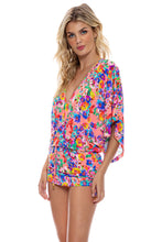 WATER BLOSSOMS - Cabana V Neck Dress • Electric Coral