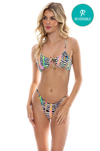 LULI DISCO - Scoop Neck Cut Out Top & Thong Bottom • Multicolor