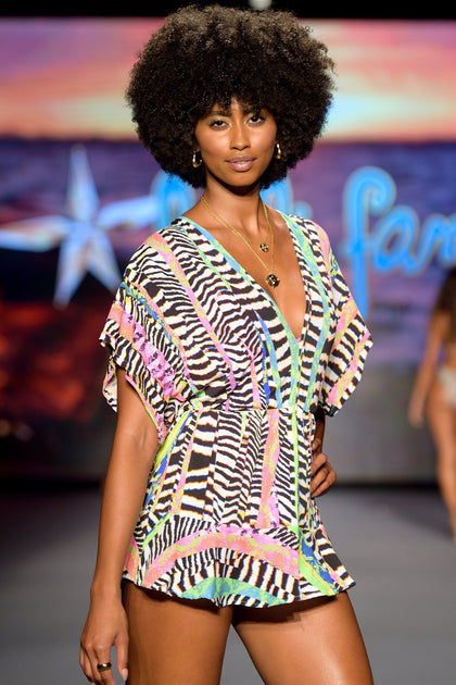 LULI DISCO - Playera V Neck Ruffle Dress • Multicolor Runway