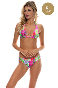 FIERCE SOUL - Triangle Halter Top & Seamless Full Ruched Back Bottom • Multicolor