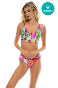 FIERCE SOUL - Cross Back Bustier Top & Seamless Wavy Ruched Back Bottom • Multicolor