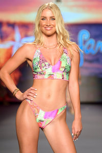 FIERCE SOUL - Cross Back Bustier Top & High Leg Brazilian Bottom • Multicolor Runway