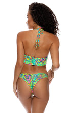 OASIS BABE - Underwire Corset Top & Strappy Ruched Back Bottom • Multi Green