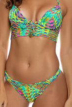 OASIS BABE - Underwire Corset Top & Strappy Ruched Back Bottom • Multi Green