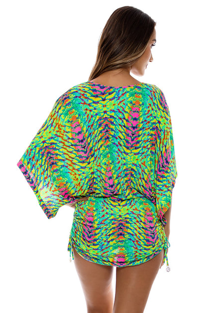 OASIS BABE - Cabana V Neck Dress • Multi Green