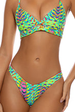 OASIS BABE - Underwire Top & High Leg Brazilian Bottom • Multi Green