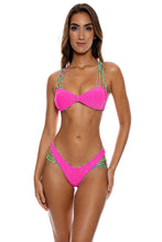 OASIS BABE - Strappy Bandeau Top & Strappy Sides High Leg Thong Bottom • Multi Green