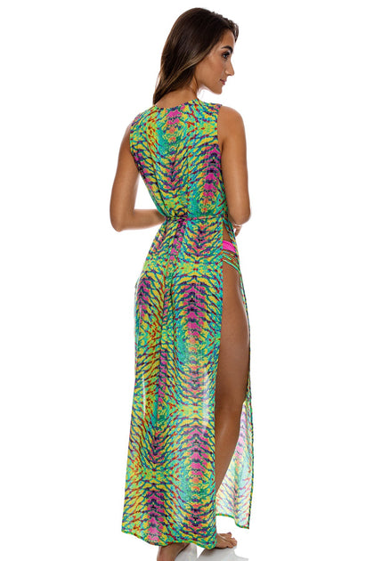 OASIS BABE - Open Slit Long Tunic • Multi Green