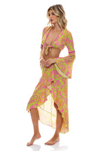 BORN TO BE WILD - Bell Sleeve Crop Top & Ruffle High Lo Slit Skirt • Multicolor