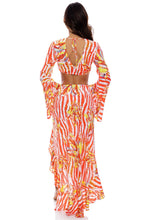 LOVE ME WILD - Bell Sleeve Crop Top & Ruffle High Lo Slit Skirt • Multicolor