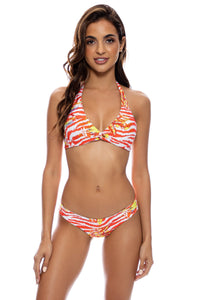 LOVE ME WILD - Front Twist Halter Top & Seamless Wavy Ruched Back Bottom • Multicolor