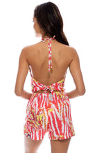 LOVE ME WILD - Front Twist Halter Short Romper • Multicolor