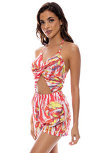 LOVE ME WILD - Front Twist Halter Short Romper • Multicolor
