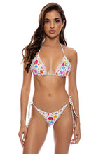 AMOR Y PLAYA - Triangle Top & Wavy Ruched Back Tie Side Bottom • White