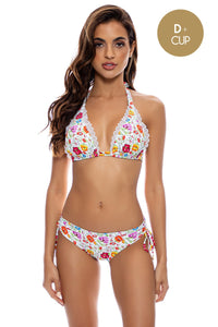 AMOR Y PLAYA - Triangle Halter Top & Drawstring Side Full Bottom • White