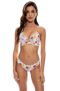 AMOR Y PLAYA - Underwire Top & Seamless Wavy Ruched Back Bottom • White