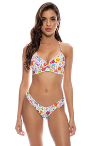 AMOR Y PLAYA - Underwire Top & High Leg Brazilian Bottom • White