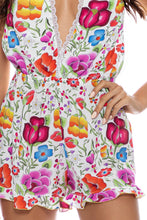 AMOR Y PLAYA - Deep V Short Romper • White