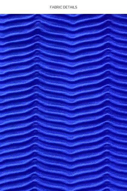 HOT TROPICS - Triangle Top & Seamless Wavy Ruched Back Tie Side Bottom • Electric Blue