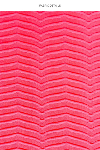 HOT TROPICS - Triangle Top & Seamless Wavy Ruched Back Tie Side Bottom • Electric Coral