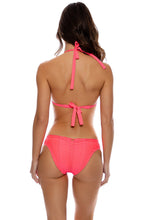 HOT TROPICS - Triangle Halter Top & Seamless Full Ruched Back Bottom • Electric Coral