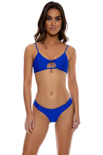 HOT TROPICS - Scoop Neck Cut Out Top & Seamless Wavy Ruched Back Bottom • Electric Blue
