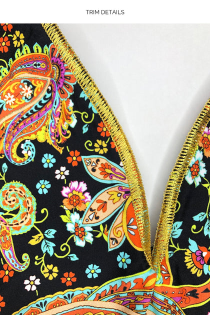 LULI GYPSY - Multiway Ruffled Scrunched Cup Bandeau & Ruffled String Brazilian Tie Side • Multicolor