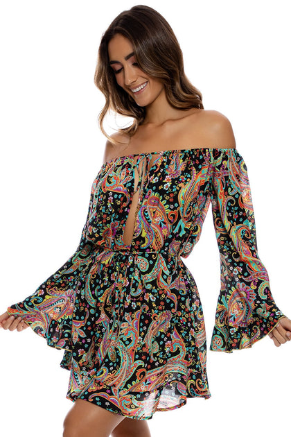 LULI GYPSY - Off The Shoulder Ruffle Dress • Multicolor