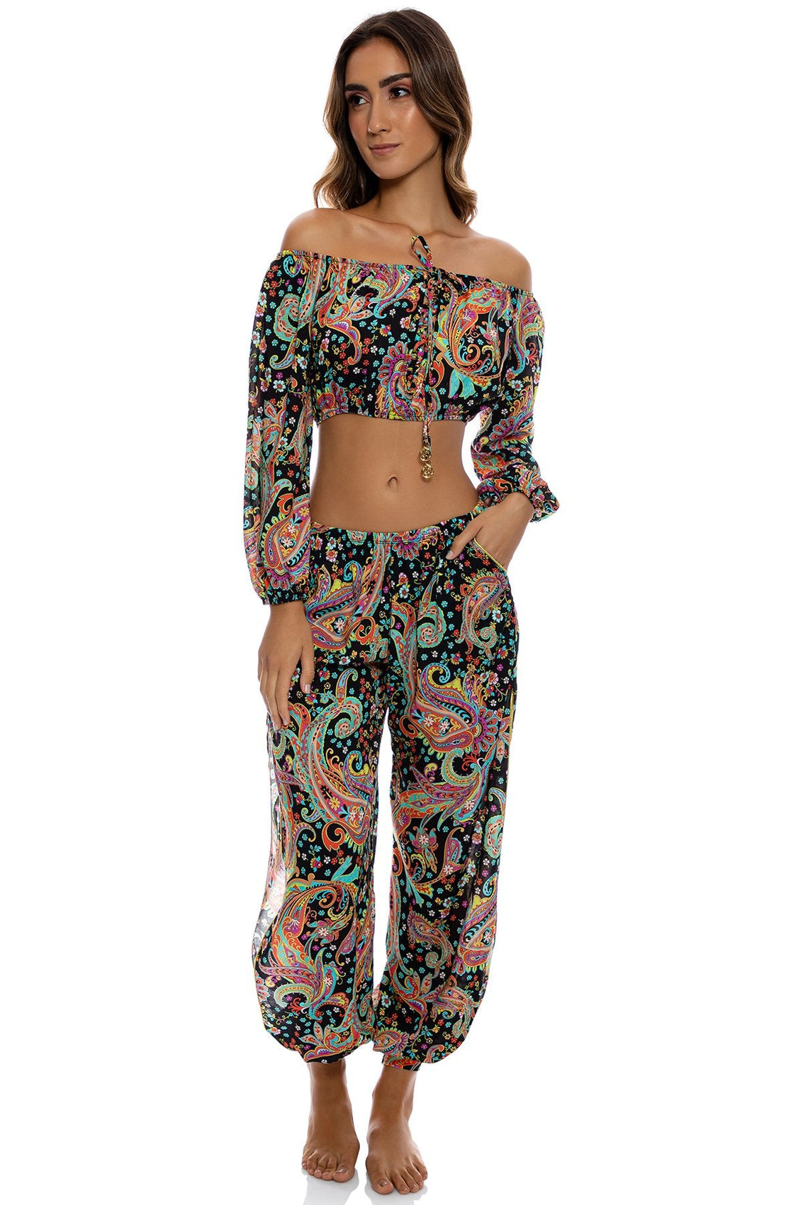 LULI GYPSY - Crop Top & Split Side Jogger Pant • Multicolor