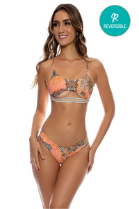 SEASHELL JEWEL - Open Front Bralette & Seamless Wavy Ruched Back Bottom • Multicolor