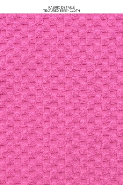 BEACH FUZZ - Triangle Top & Seamless Wavy Ruched Back Tie Side Bottom • Bubble Gum