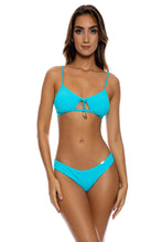 BEACH FUZZ - Scoop Neck Cut Out Top & Seamless Wavy Ruched Back Bottom • Daydream Blue