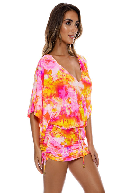 RETRO DREAM - Cabana V Neck Dress • Multi Pink