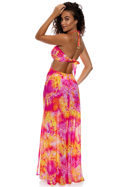 RETRO DREAM - Bandeau Cut Out Dress • Multi Pink