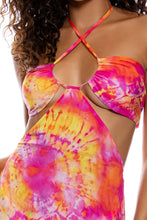 RETRO DREAM - Bandeau Cut Out Dress • Multi Pink