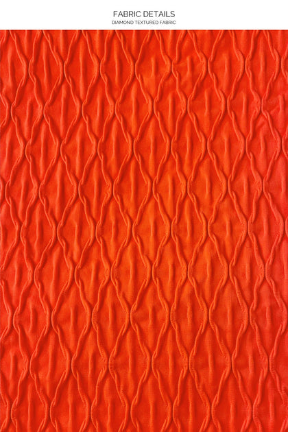 DIAMOND GIRL - Triangle Top & Seamless Wavy Ruched Back Tie Side Bottom • Haute Red