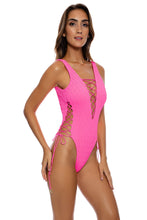 DIAMOND GIRL - Open Side One Piece Bodysuit • Shocking Pink