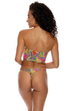 SHORE THING - Double Loop Bandeau Crop Top & Strap Ring Thong Bottom • Multicolor