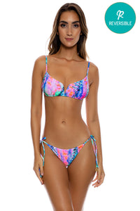 SHE'S ELECTRIC - V Splice Bralette & Seamless Full Tie Side Bottom • Multicolor