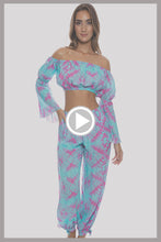 SHOCK WAVES - Off The Shoulder Flre Sleeve Top & Gipsy Split Side Pant • Multicolor