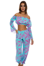 SHOCK WAVES - Off The Shoulder Flre Sleeve Top & Gipsy Split Side Pant • Multicolor