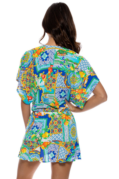 AMALFI - Playera V Neck Ruffle Dress • Multicolor